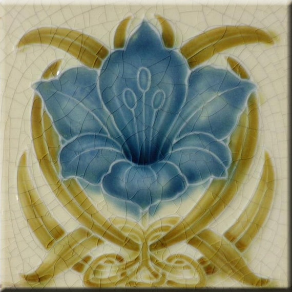 Items similar to Art Nouveau decorative Ceramic tile 6 X 6 Inches 186