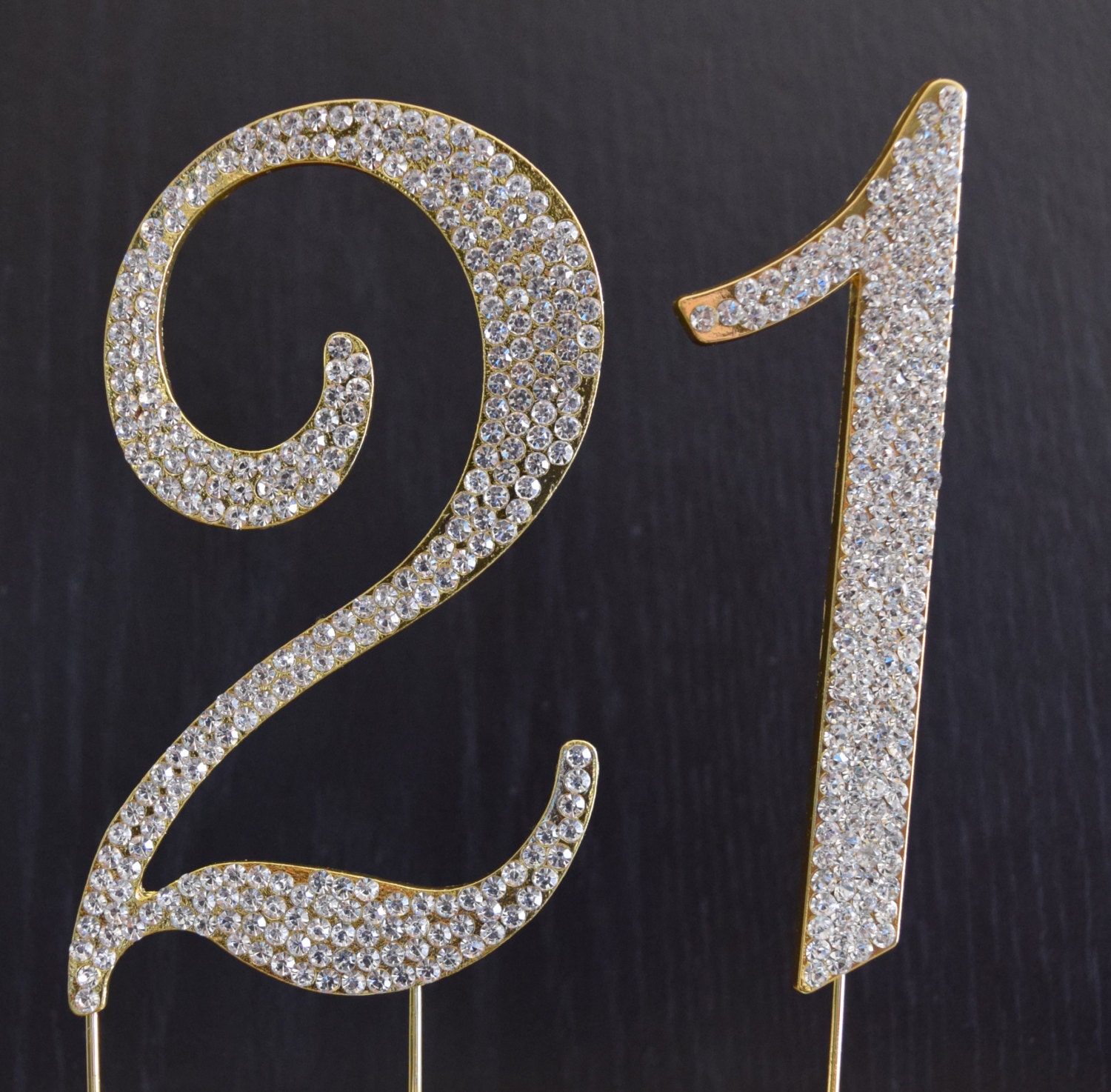 Rhinestone Gold NUMBER 21 Cake Topper 21th Birthday Party
