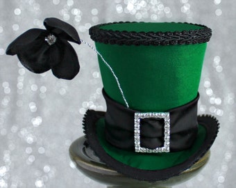 Green Mini Top Hat, St-Patricks Day Hat, Mini Hats, Tea Party Hat, Mad Hatter Hat, Fascinator, Top Hat, Women Mini Top Hat, Women Fascinator