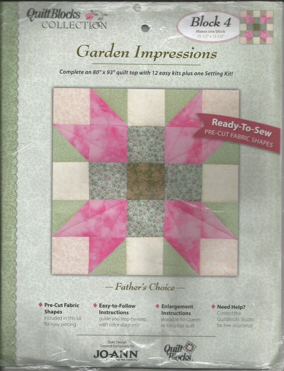 Joann Quilt Block Collection Garden Impressions / Block 4 Kit