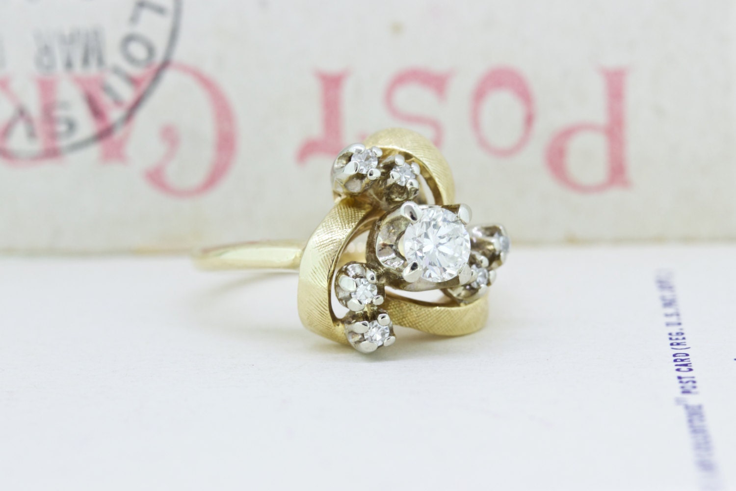 Unique Engagement Ring 1960s Diamond Ring by FergusonsFineJewelry