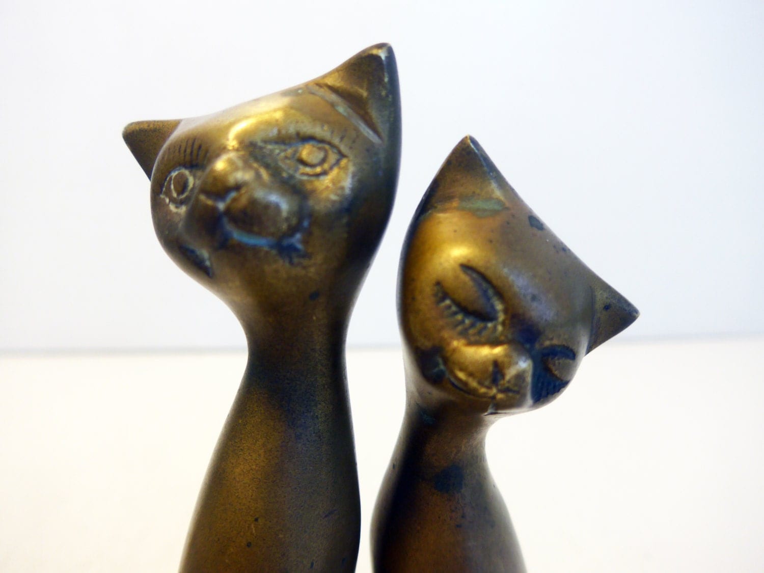 vintage brass cat figurines