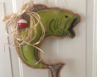 Burlap Fish Door Hanger
