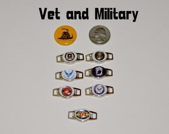 Veteran and Military Shoelace and Paracord Charms for bracelets. Now in either the large size 18x25mm or 12 x16mm ovals with epoxy domes.