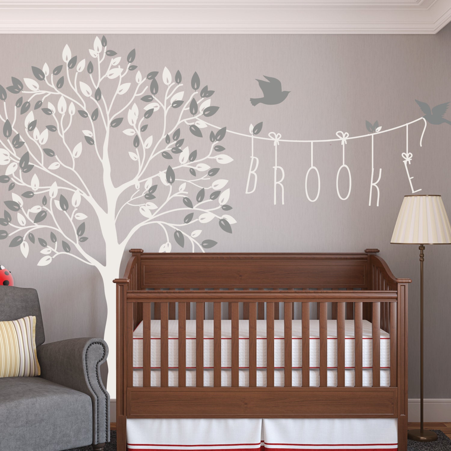 nursery tree name wall decals with birds wall decal wall nursery tree name wall decals with birds wall decal wall