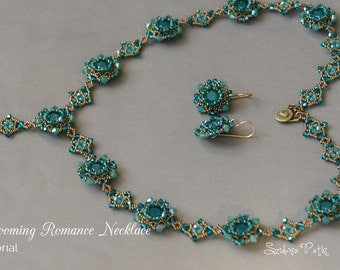 Beading Tutorial - 8mm Swarovski Chatons Necklace Tutorial - Sweet Blooming Romance Necklace - Beading Tutorial by Sidonia