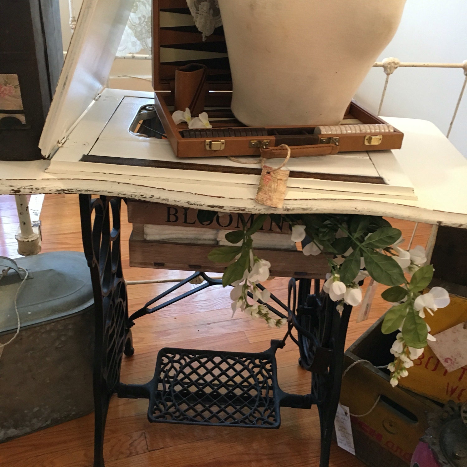 One of a Kind Antique Sewing Machine Stand by