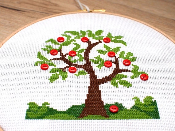 Cross stitch kit Embroidery Kit Apple tree counted cross