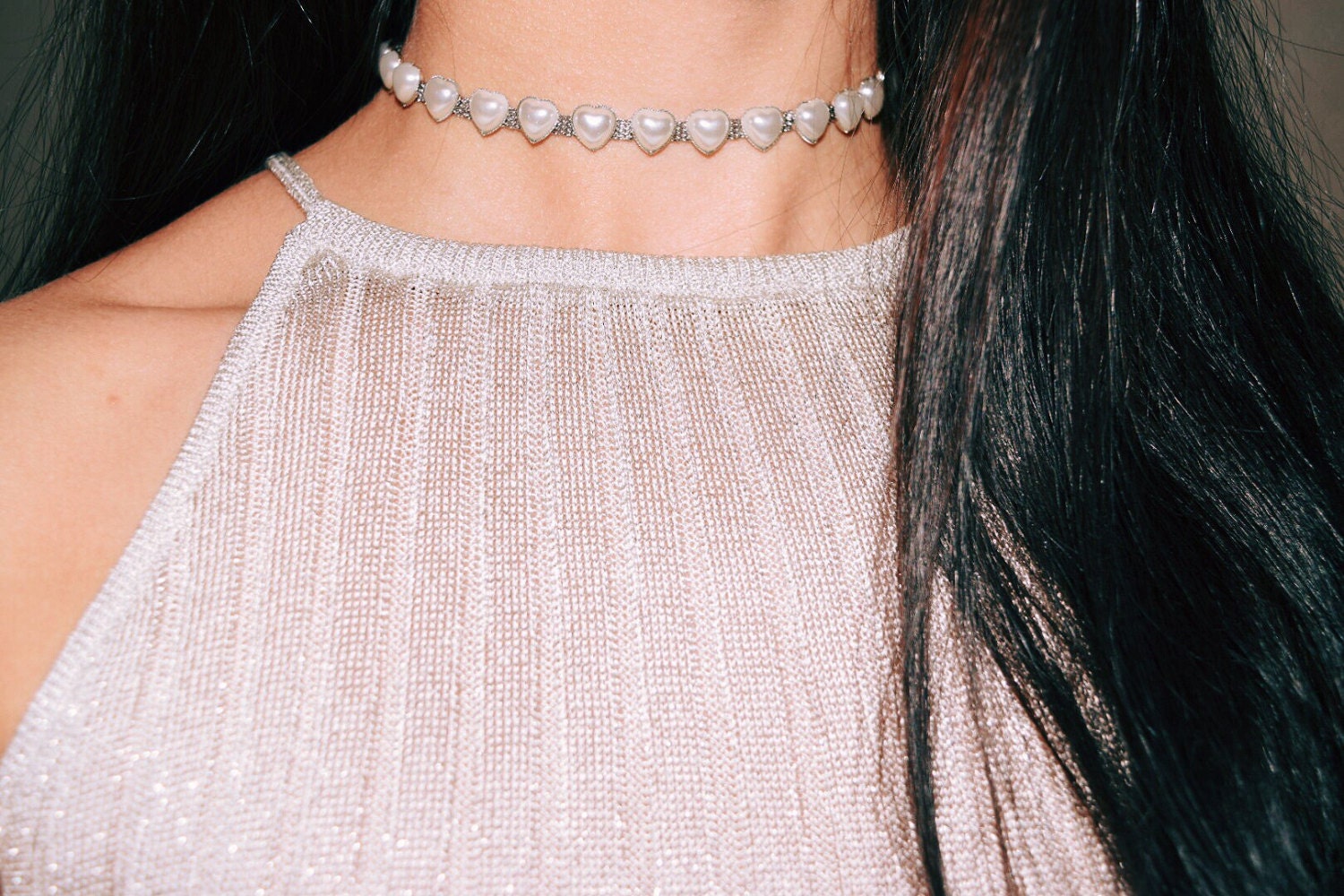 Ariana Grande Choker Pearl Heart Choker Necklace Let Me Love 