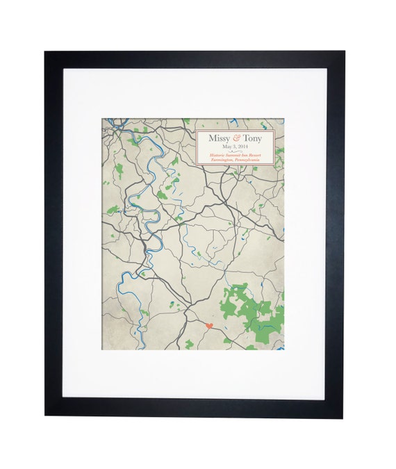 ... wedding map - Anniversary gift idea - Guestbook Alternative