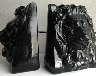 High Gloss Lion Bookends - Black - Regal Style