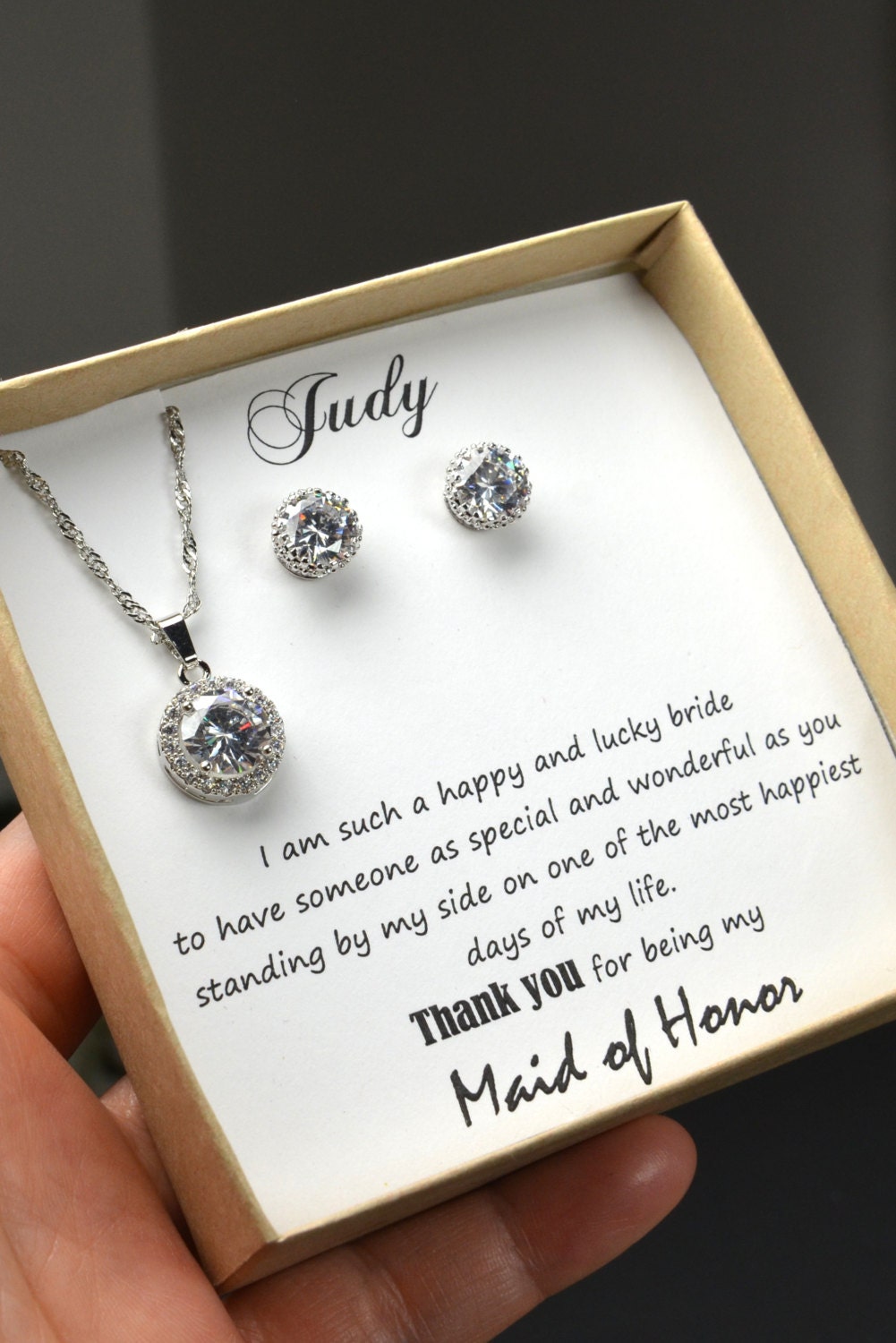 Personalized Bridesmaid Gift Wedding Jewelry Set Bridesmaid