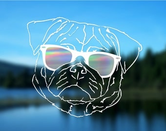Pug Decal, Dog, Vinyl Decal, Car Decal, Bumper Sticker, Decal