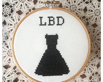 Little Black Dress, in wooden embroidery hoop