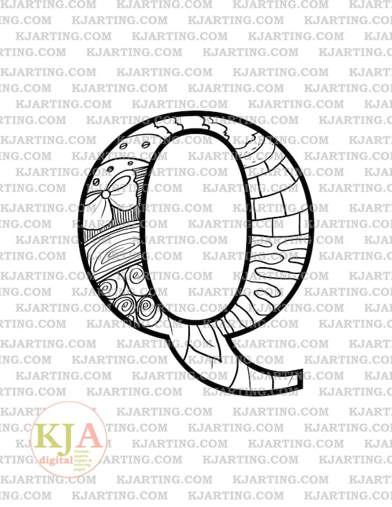 The Letter Q Line_Art Printable_00264 KJArting