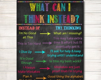 Classroom Decor, What Can I Think Instead Classroom Poster, Counselor Office Poster, Social Work Office Art, Educational Motivational Poster