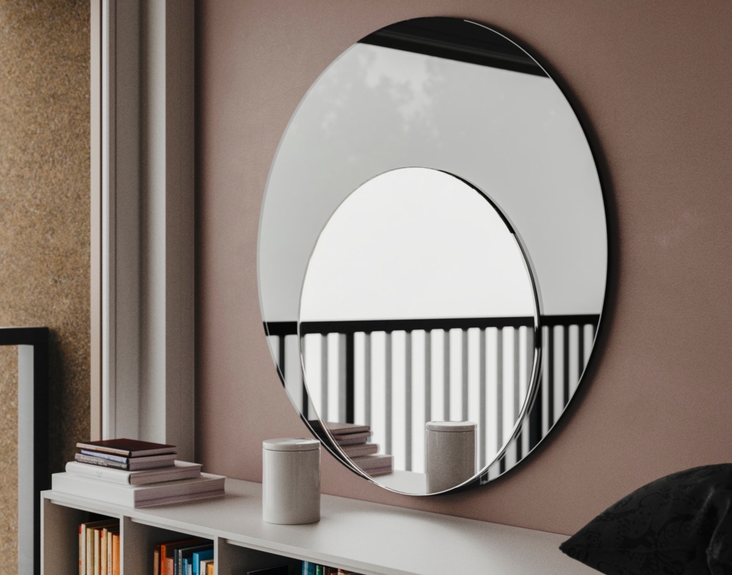 Art Deco mirror. Antique inspired large oblong wall mirror.