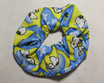 Decorative Snoopy Scrunchie - Hand Sewn Scrunchie - Snoopy on the Moon