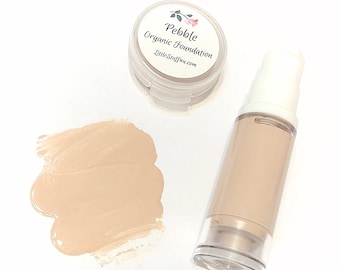PEBBLE Liquid ORGANIC Foundation - Natural Makeup Vegan Gluten Free - Serum Liquid Minerals Fair Light Skin