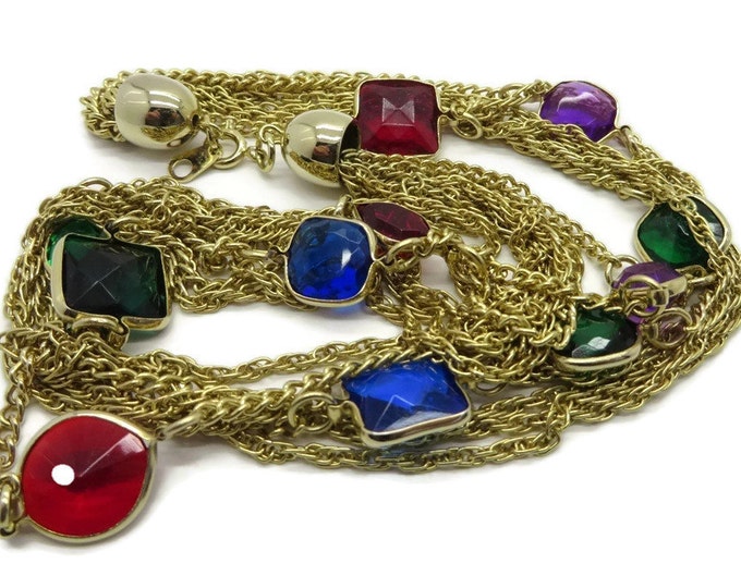 Crystal Necklace, Vintage Choker, Korea Multi Strand Necklace, Beaded Vintage Jewellery, Costume Jewelry Gift Idea