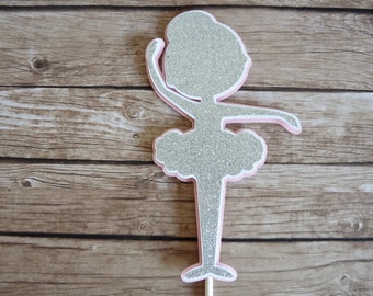 Ballerina Cake Topper - Ballerina Birthday Party Decor, Ballet Party, Silver & Pink Ballerina Party