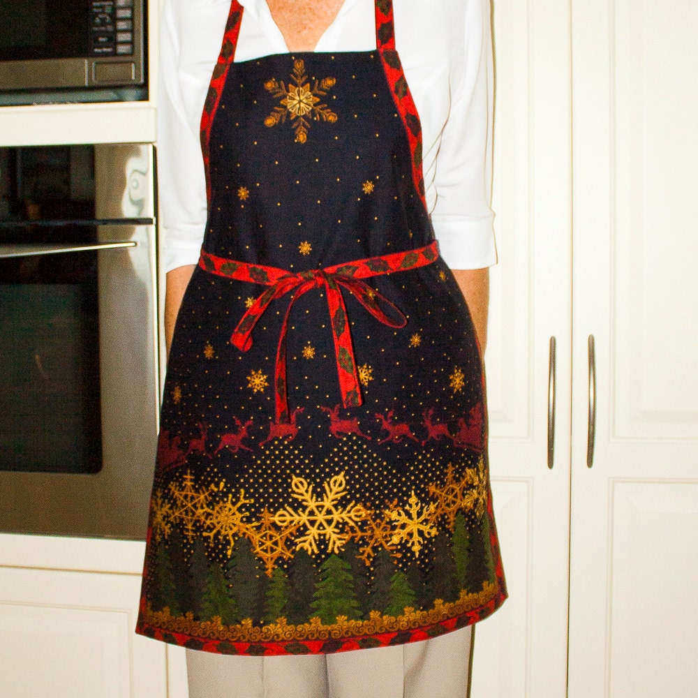 Christmas Full Apron womens Christmas apron adults lined