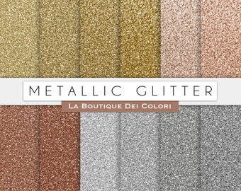 Metallic Glitter digital paper. gold, silver and bronze glitter digital papers: scrapbooking, printables, cards, Commercial Use