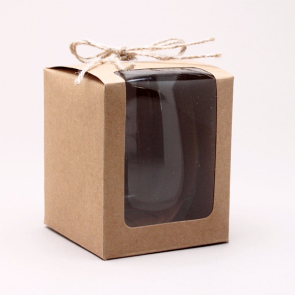 12 pcs DIY Kraft Stemless Wine Glass Gift Box ENWFFC
