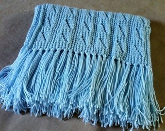 Knitted Baby Blanket Blue / Handmade