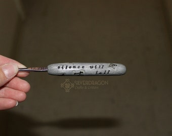 Silence Will Fall Polymer Clay (Handpainted/Handstamped) Handled Crochet Hook