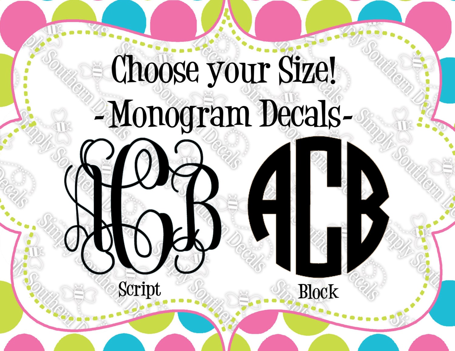 Monogram Car Decal Choose Your Size By Simplysoutherndecals