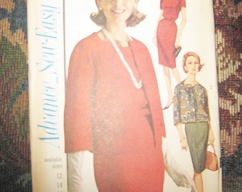 Advance Sew3-Easy Dress Pattern #3329, Two Sizes 14 And 16, Pencil Dress With Jacket, 1960's Dress Pattern, Uncut Pattern