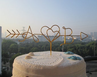 Arrow Cake Topper Two Hearts Initials Rustic Wedding Toppers Arrow Cake Topper Two Hearts Initials Rustic Wedding Toppers