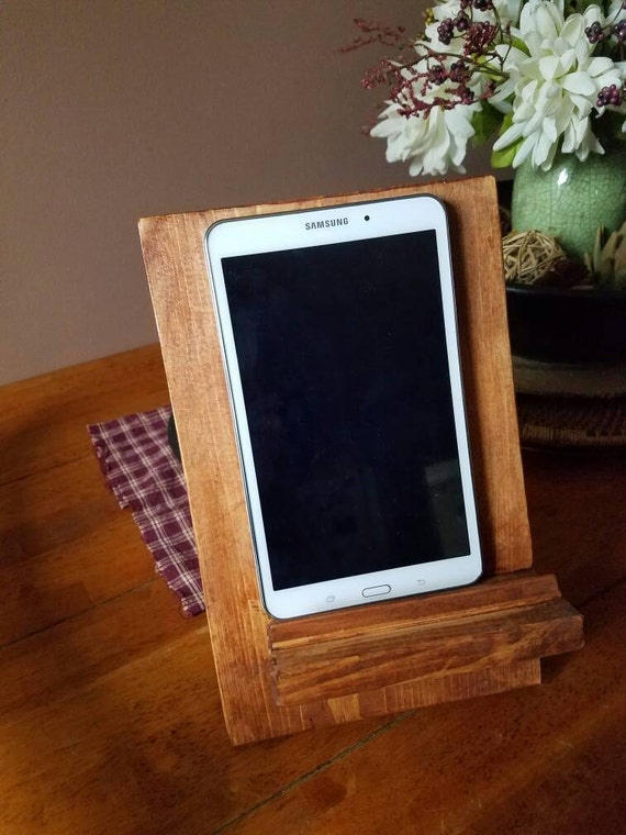 Unique Hand Crafted Tablet Stand American Walnut Stained Wood