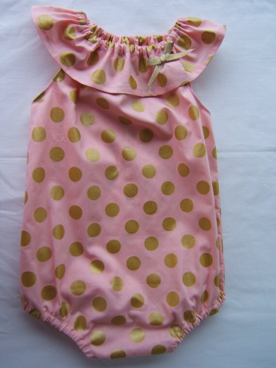 Baby Girl Bubble Romper Ruffled Neck Pink by SweetBeginningsDress