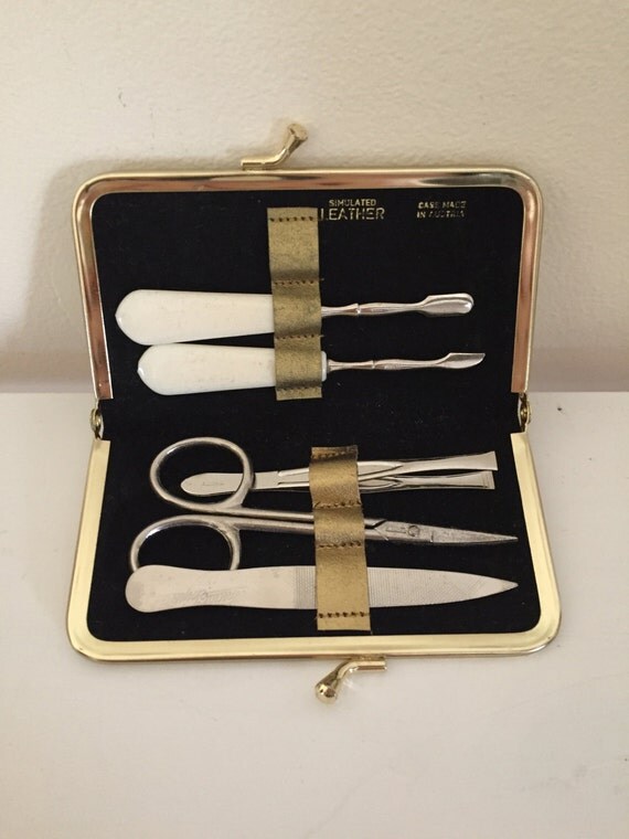 Vintage Gold Patterned Travel Nail Kit by BrooklinHeirloom on Etsy
