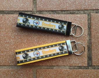 Pittsburgh Steelers Ribbon Key Fob - Steelers Keychain - Ribbon Wristlet - Ribbon Keychain - Steelers Key Fob - Pittsburgh Steelers Keychain