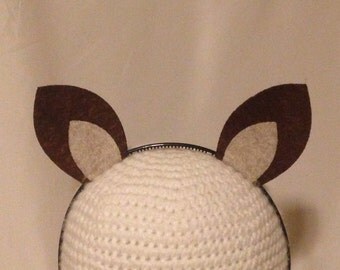 Deer Doe Fawn ears headband birthday party favors costume Christmas red nose Rudolf fawn child baby adult tan off white