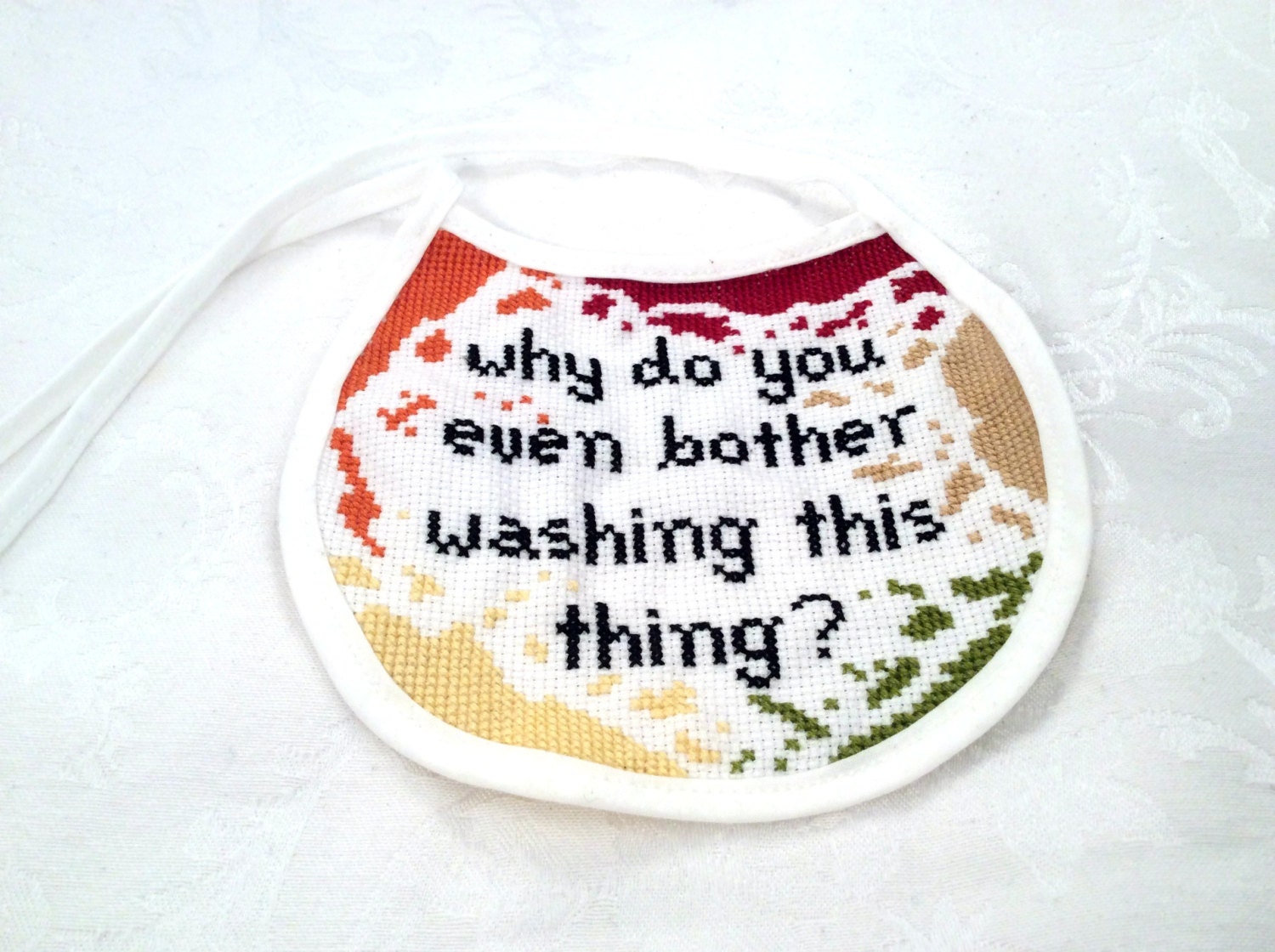 Counted cross stitch baby bib pattern embroidery baby gear