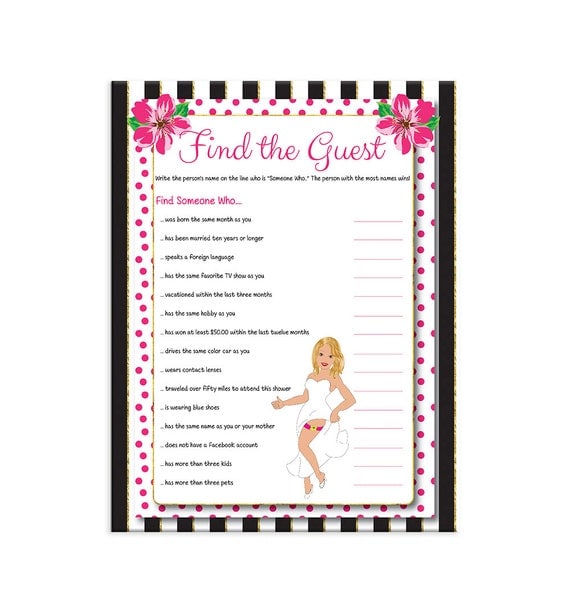 Printable Bridal Shower Game Find the Guest