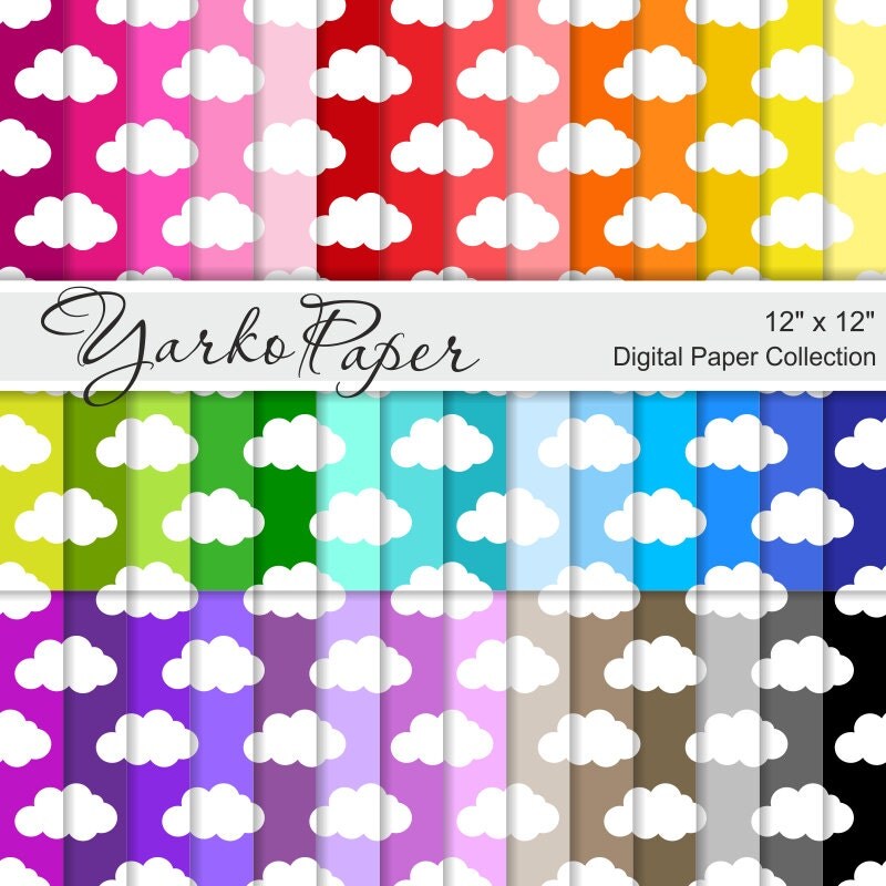 Clouds Digital Paper Pack Sky Scrapbook Paper Digital
