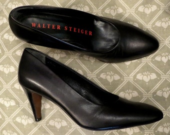 WALTER STEIGER shoes black leather, size 35.5