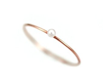 pearl ring gold pearl engagement ring simple birthstone ring stackable mother ring - Pearl Wedding Ring pearl ring gold pearl engagement ring simple birthstone ring stackable mother ring - Pearl Wedding Ring