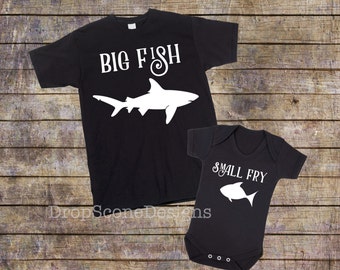 Big Fish Little Fry T-Shirts or Baby Grow Matching Father