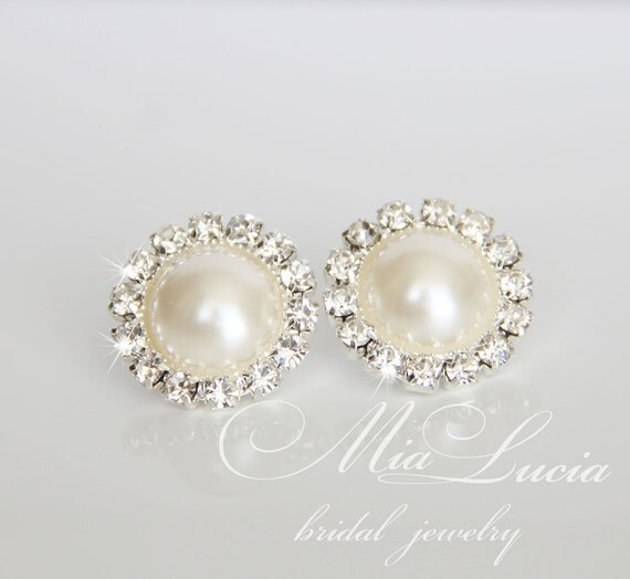 Bridal Pearl ClipOn earrings Bridal ClipOn by MiaLuciaBridal