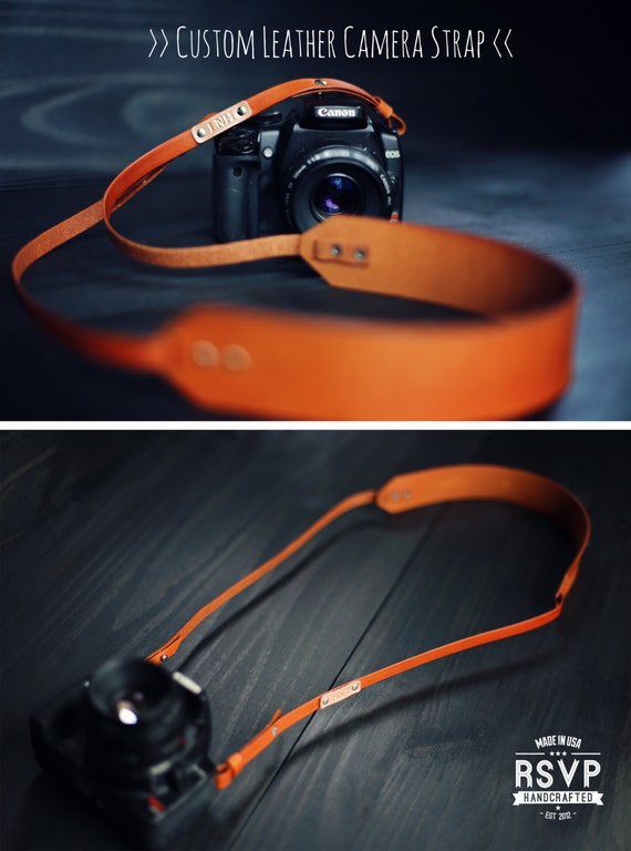 Custom Leather Camera Strap Skinny Thin Camera by RSVPhandcrafted