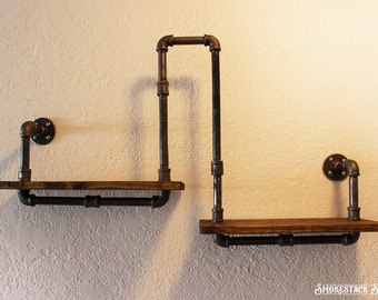 corner pipe shelf industrial chic rustic modern pipe decorations pine wood shelf - Industrial Home Decor corner pipe shelf industrial chic rustic modern pipe decorations pine wood shelf - Industrial Home Decor