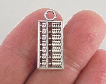 8 pc. Abacus charm, 24x10mm, antique silver finish