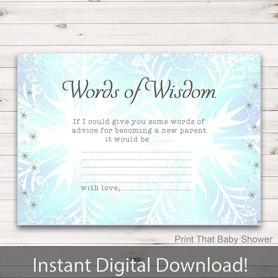 Baby Shower Games Baby Words Of Wisdom Baby Advice Cards