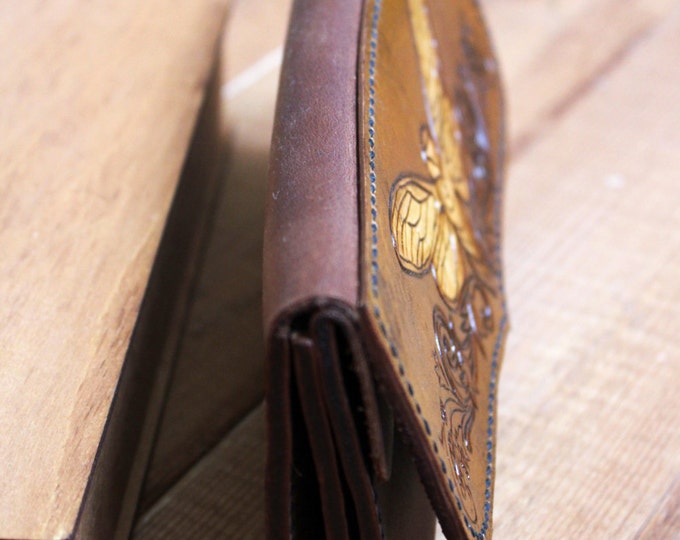 Leather longwallet/bohemian style/cicada/leather wallet/boho wallet